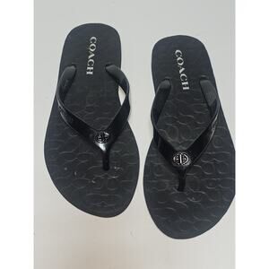 Coach ABBIGAIL Women's Black Jelly Signature Thong Sandals Flip Flops 7B
